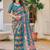 teal multicolor cotton blend digital print saree (sfcl527)