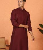 Chikan embroidered cotton rayon maroon kurta