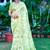 lime green cotton blend saree floral print