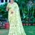 lime green cotton blend saree floral print