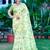 lime green cotton blend saree floral print