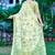 lime green cotton blend saree floral print