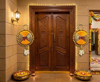 decorative shubh labh moti sikka hanging perfect for home decorhandmade decor festival decor (pack of 2) 2