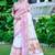 white pink cotton blend saree with floral print