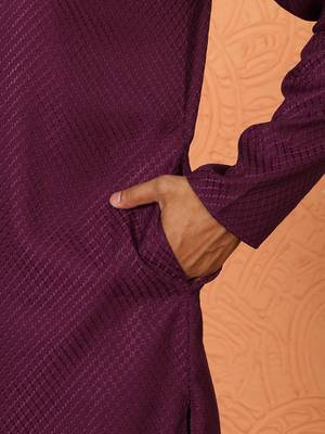 Chikan embroidered cotton rayon purple kurta 4