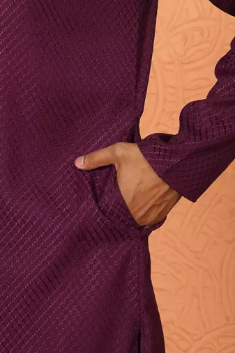 Chikan embroidered cotton rayon purple kurta