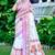 white pink cotton blend saree with floral print