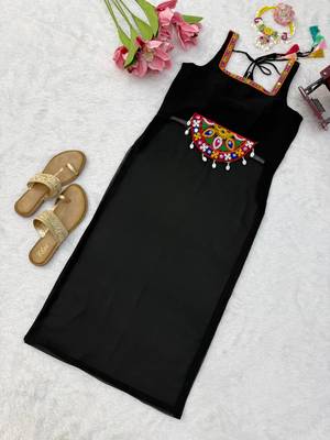 Navratri ready black traditional kurti with mirror work 3