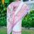 white pink cotton blend saree with floral print