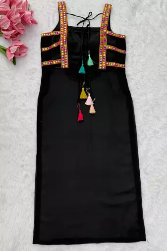 Navratri ready black traditional kurti with mirror work