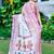 white pink cotton blend saree with floral print