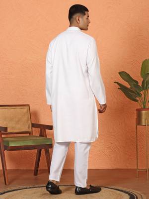 Chikan embroidered cotton rayon white kurta 3