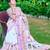 white pink cotton blend saree with floral print