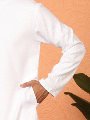 Chikan embroidered cotton rayon white kurta 4
