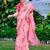 coral peach cotton blend digital print saree