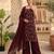 Wine embroidered sharara suit set with dupatta