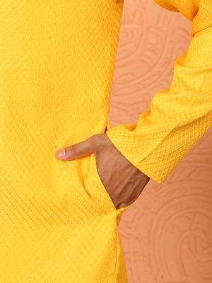 Chikan embroidered cotton rayon yellow kurta 4