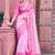 pink cotton blend saree with floral border print