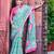 sea green pink cotton blend saree floral border print