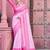 pink cotton blend saree with floral border print