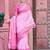 pink cotton blend saree with floral border print