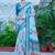 teal blue cotton blend saree floral print (sfcl516)