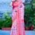 pink cotton blend saree floral border print