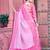 pink cotton blend saree with floral border print