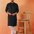 Cotton silk sequenced thread work black kurta