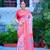 pink cotton blend saree floral border print