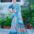 teal blue cotton blend saree floral print (sfcl516)