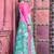 sea green pink cotton blend saree floral border print