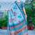 teal blue cotton blend saree floral print (sfcl516)