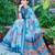 teal blue cotton blend saree floral print (sfcl516)