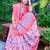 pink cotton blend saree floral border print