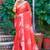red white cotton blend saree with floral print (sfcl511)