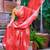 red white cotton blend saree with floral print (sfcl511)