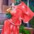red white cotton blend saree with floral print (sfcl511)