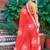 red white cotton blend saree with floral print (sfcl511)