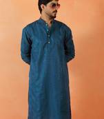 Cotton silk sequenced thread work blue kurta