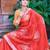 red white cotton blend saree with floral print (sfcl511)