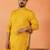 Cotton silk sequenced thread work yellow kurta