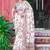 white green cotton blend saree with floral border print