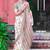 white green cotton blend saree with floral border print