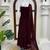 Wine embroidered sharara suit set with dupatta