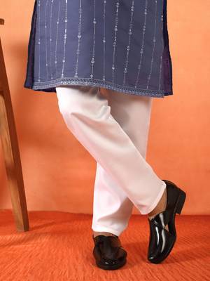 Cotton silk sequenced & embroidered purple kurta 5