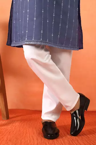 Cotton silk sequenced & embroidered purple kurta
