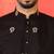Cotton silk floral embroidered black kurta