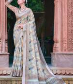 multicolor stripe cotton blend digital print saree
