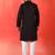 Cotton silk floral embroidered black kurta